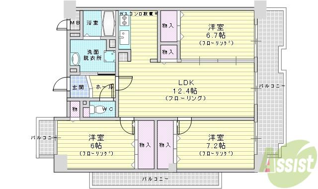ふじハイツ(3LDK/2階)の間取り写真