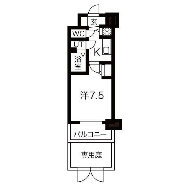 ディームス江坂(1K/13階)の間取り写真