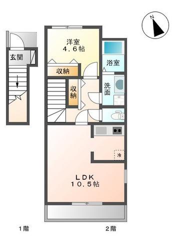 デリシア(1LDK/2階)の間取り写真