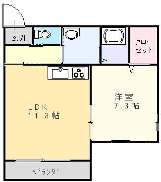 メゾンカワシロ(1LDK/1階)の間取り写真