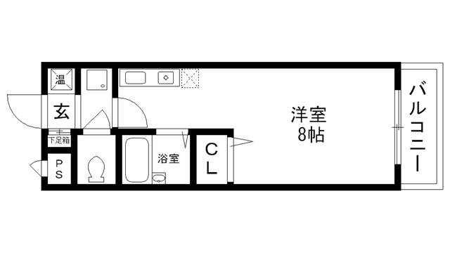 クレアコート産所町(1K/1階)の間取り写真