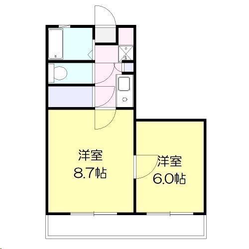ベルレージュ宮崎II(2K/2階)の間取り写真