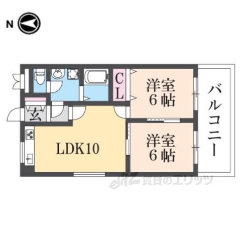 クレール西町北館(2LDK/3階)の間取り写真