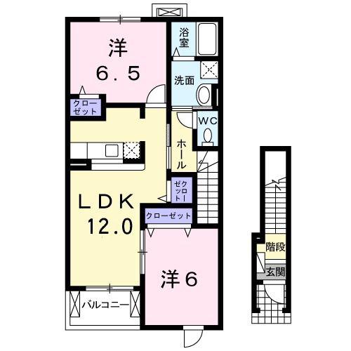 メイプル(2LDK/2階)の間取り写真