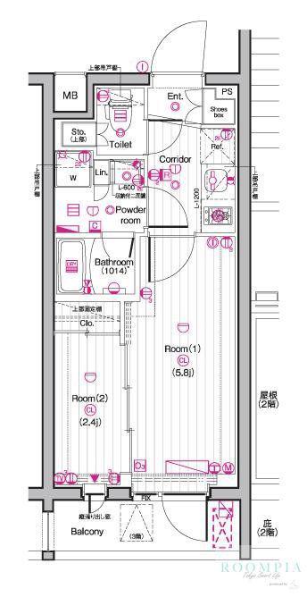 THE PREMIUM CUBE G 東中野(2K/3階)の間取り写真