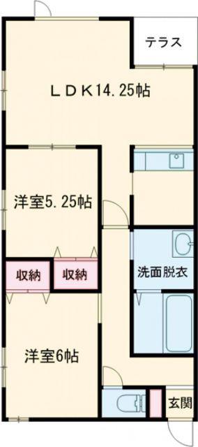 リヴェール深堀(2LDK/1階)の間取り写真