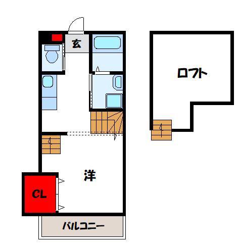 よかメゾンII(1K/2階)の間取り写真