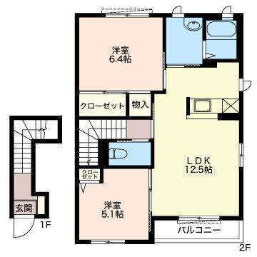 イマジュール(2LDK/1階)の間取り写真