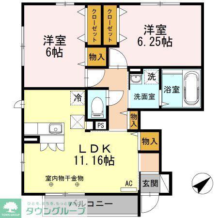 ロワジールA(2LDK/1階)の間取り写真