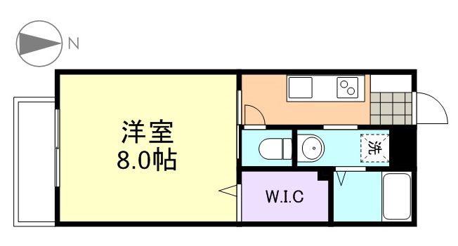 アモリーノB棟(1K/2階)の間取り写真