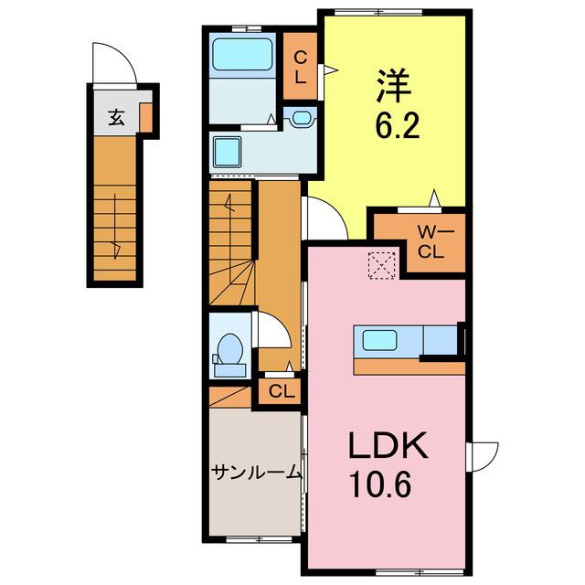 カメリア アオキ(1LDK/2階)の間取り写真