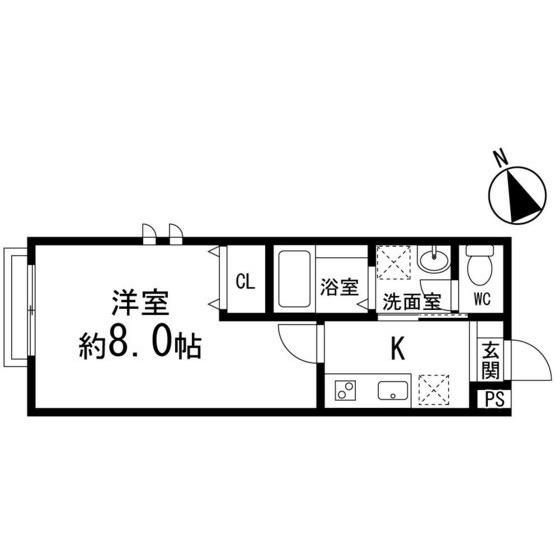 IVY富沢(1K/2階)の間取り写真