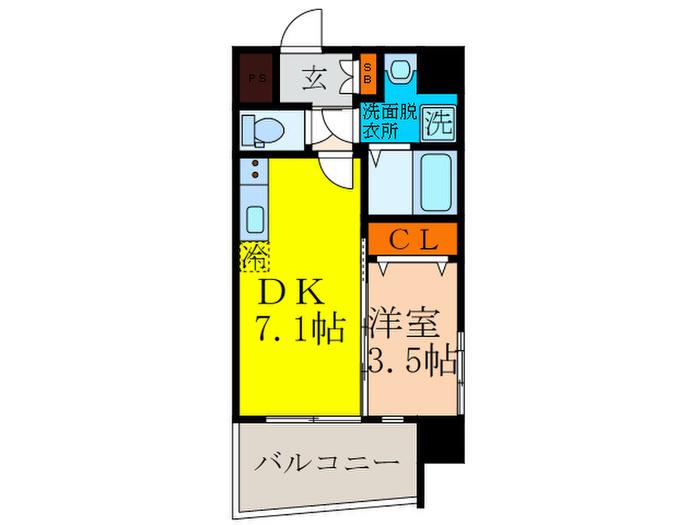 アンフィニXVII(1DK/3階)の間取り写真