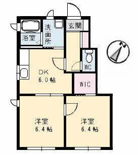 イデアルメゾンB棟(2DK/1階)の間取り写真
