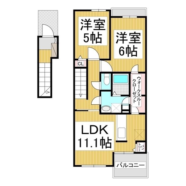 ベル ソレイユ A(2LDK/2階)の間取り写真
