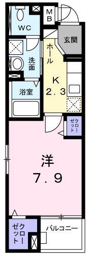 サンリット ヴィラII(1K/3階)の間取り写真
