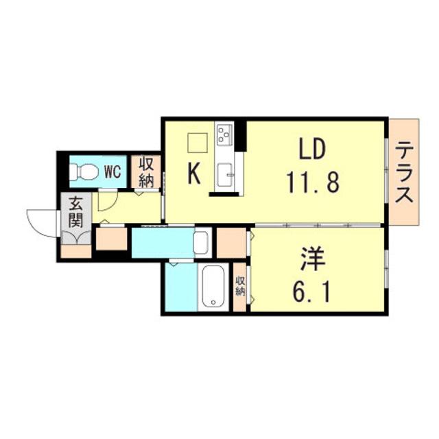 ベル タレイア(1LDK/1階)の間取り写真