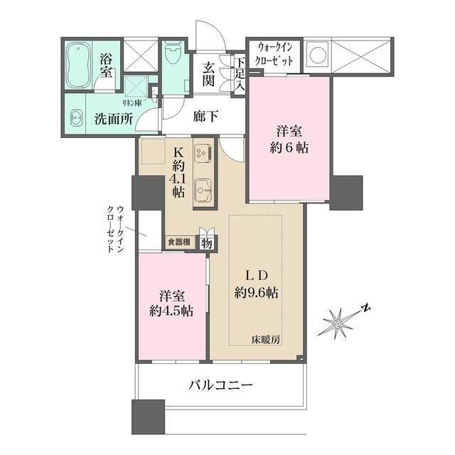 ザ・パークハウス西新宿タワー60(2LDK/46階)の間取り写真