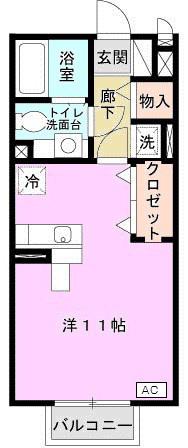 ルナコート(ワンルーム/1階)の間取り写真