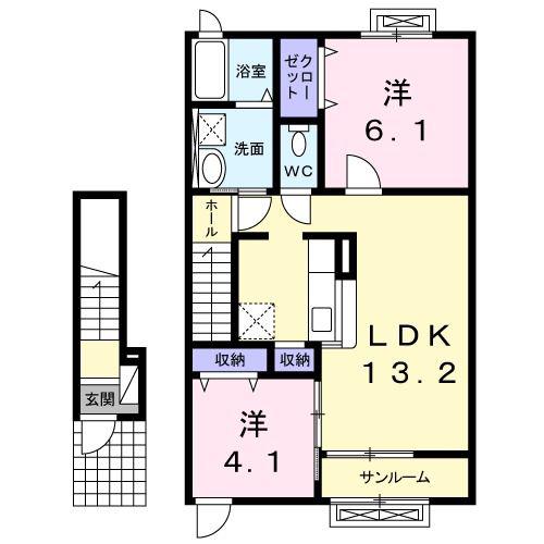 ベル・アンジュAU IV(2LDK/2階)の間取り写真