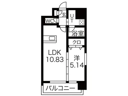 セントフィールド榴ヶ岡アネックス(1LDK/3階)の間取り写真