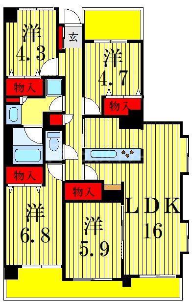 PLENDY市川大野(4LDK/5階)の間取り写真