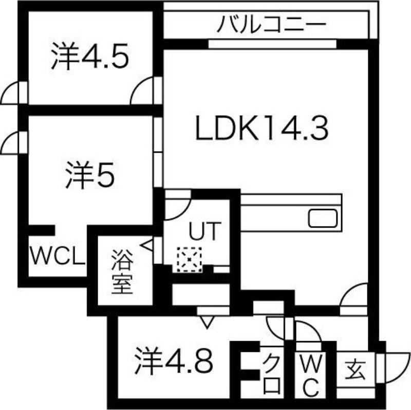 サンスクリットレジデンス 北大前(3LDK/6階)の間取り写真