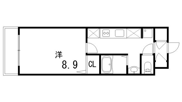 パトリア芦屋(1K/1階)の間取り写真
