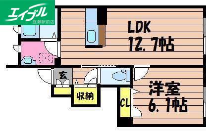 セレーナA棟(1LDK/1階)の間取り写真