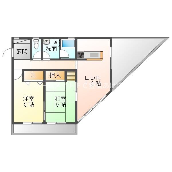 ウエスト-2(2LDK/5階)の間取り写真
