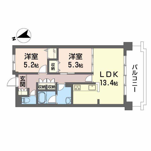 JMU久居社宅F棟 F(2LDK/2階)の間取り写真