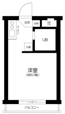 パレス武蔵野10(ワンルーム/2階)の間取り写真