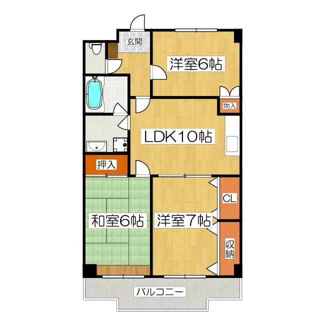 ラポール(3LDK/3階)の間取り写真