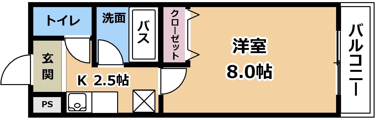 EM1022(1K/2階)の間取り写真