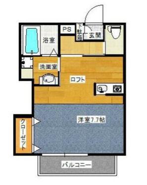 SKフラッツ(1K/2階)の間取り写真