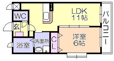 アンジェラ(1LDK/2階)の間取り写真