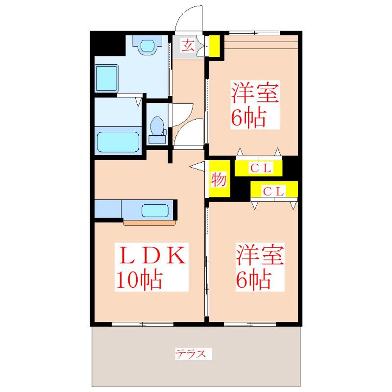 サザンクロス(2LDK/1階)の間取り写真