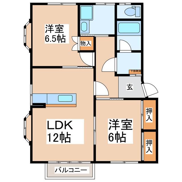 ビラ天竺(2LDK/1階)の間取り写真
