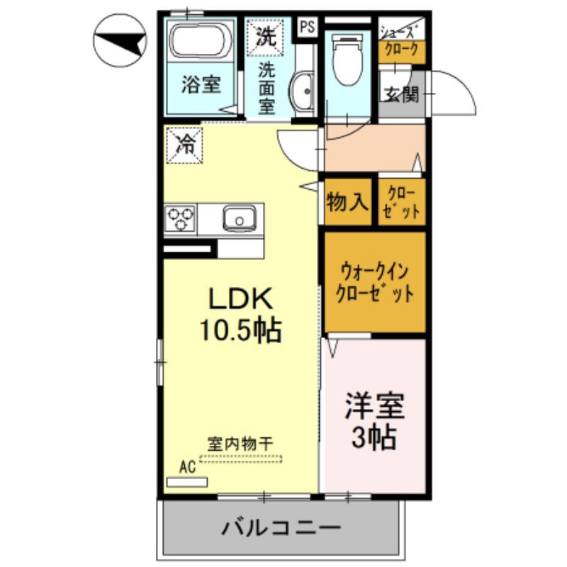 カサブランカ武蔵浦和(1LDK/2階)の間取り写真