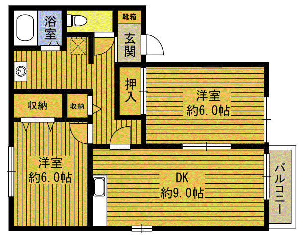 レガーロ森町(2DK/2階)の間取り写真