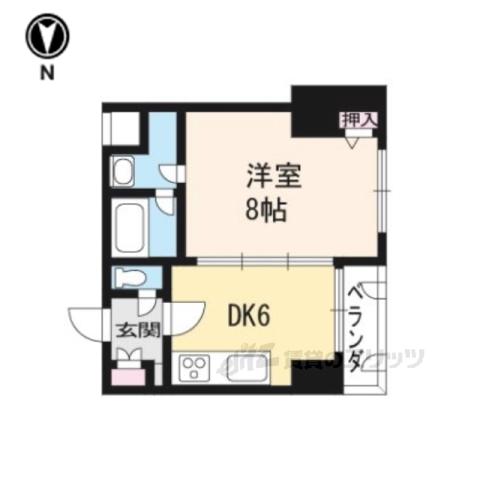 AFICION堀川(1DK/4階)の間取り写真