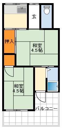 西尾文化(2K/1階)の間取り写真