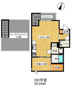 グランティック南大橋1(1LDK/2階)の間取り写真