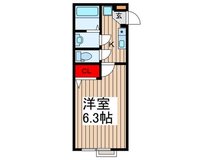 イクシオ錦町(1K/2階)の間取り写真