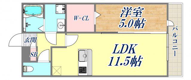 エスポワール(1LDK/3階)の間取り写真