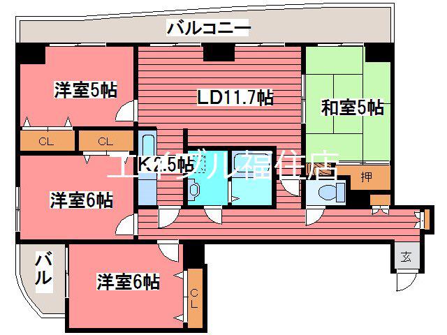コーポラススプレンダー(4LDK/11階)の間取り写真