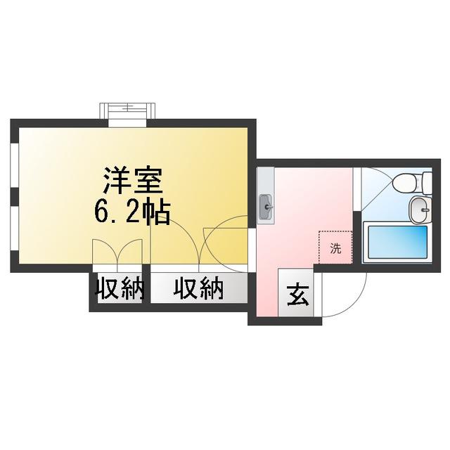 サンマリン三田(1K/2階)の間取り写真