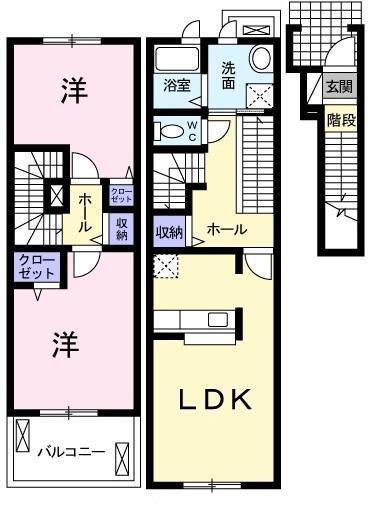 ラフィネ(2LDK/2階)の間取り写真