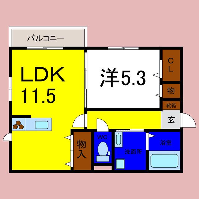 WIT CUBE B棟(1LDK/1階)の間取り写真