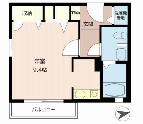 シャーメゾン行基(ワンルーム/2階)の間取り写真
